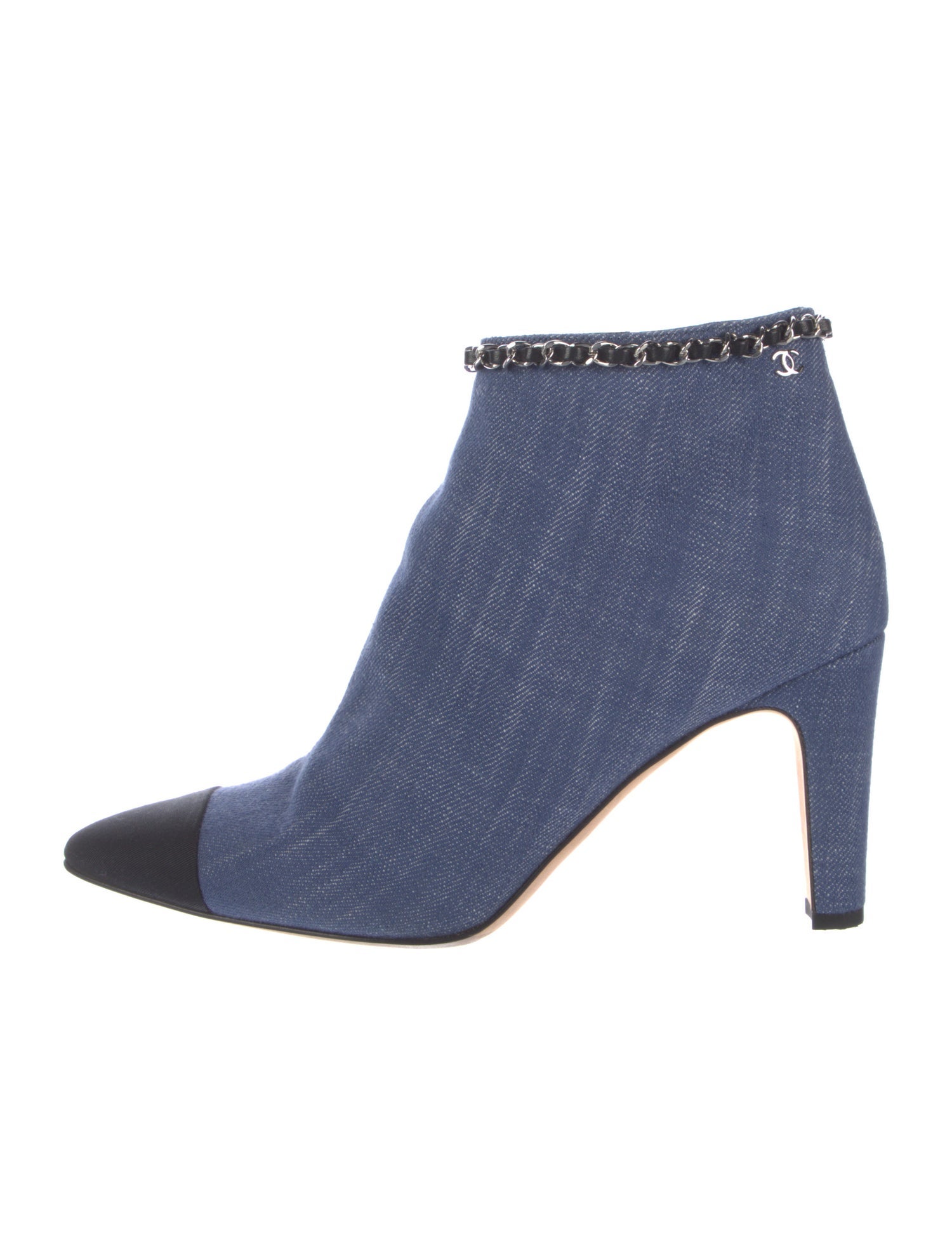 Chanel Interlocking CC Logo Denim Boots