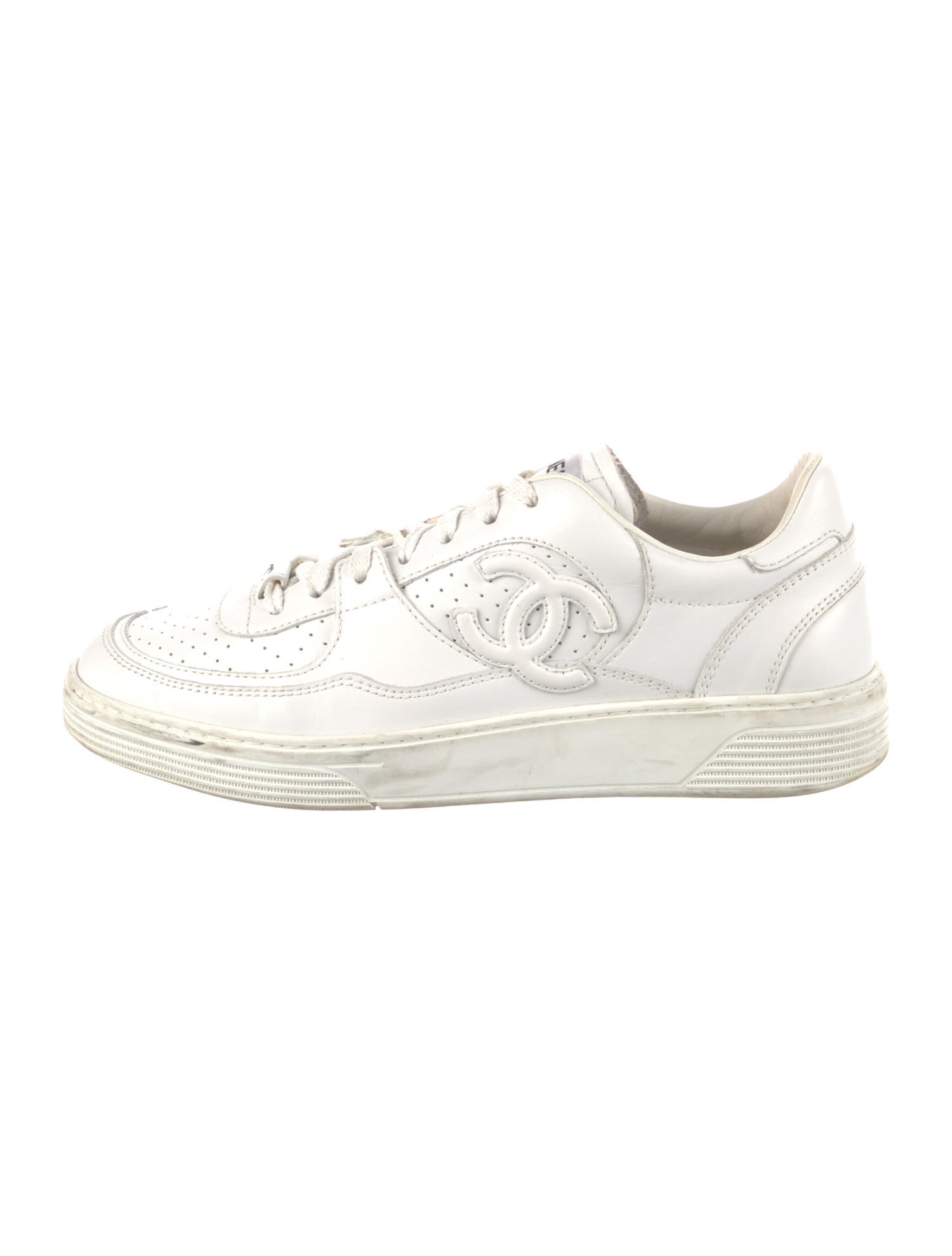 Chanel Interlocking CC Logo Leather Sneakers