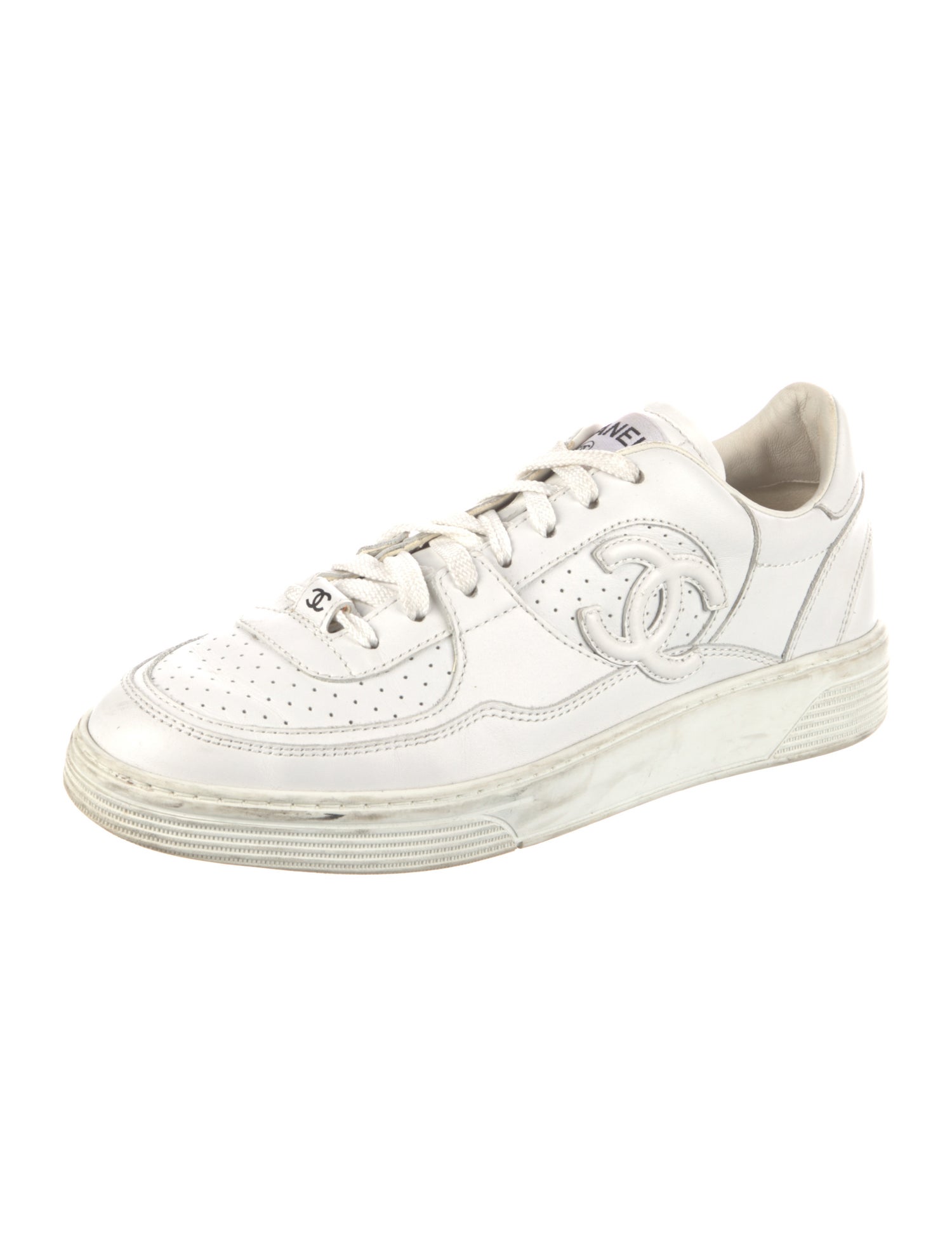 Chanel Interlocking CC Logo Leather Sneakers