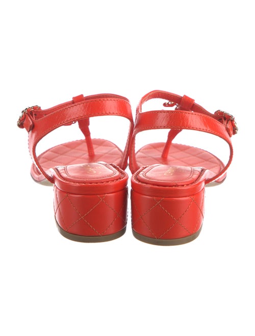 Chanel Interlocking CC Logo Lambskin T-Strap Sandals