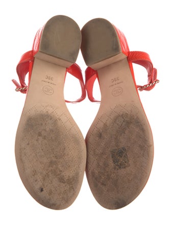 Chanel Interlocking CC Logo Lambskin T-Strap Sandals