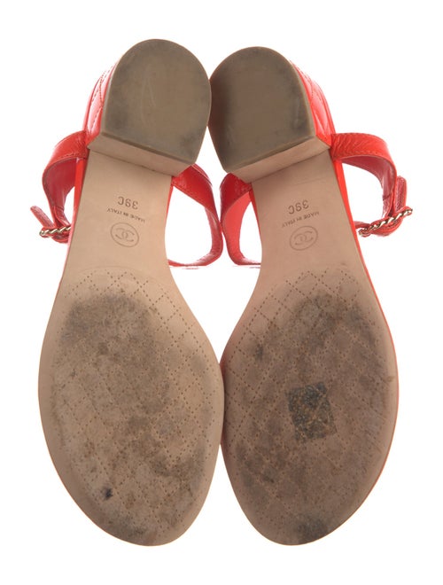 Chanel Interlocking CC Logo Lambskin T-Strap Sandals