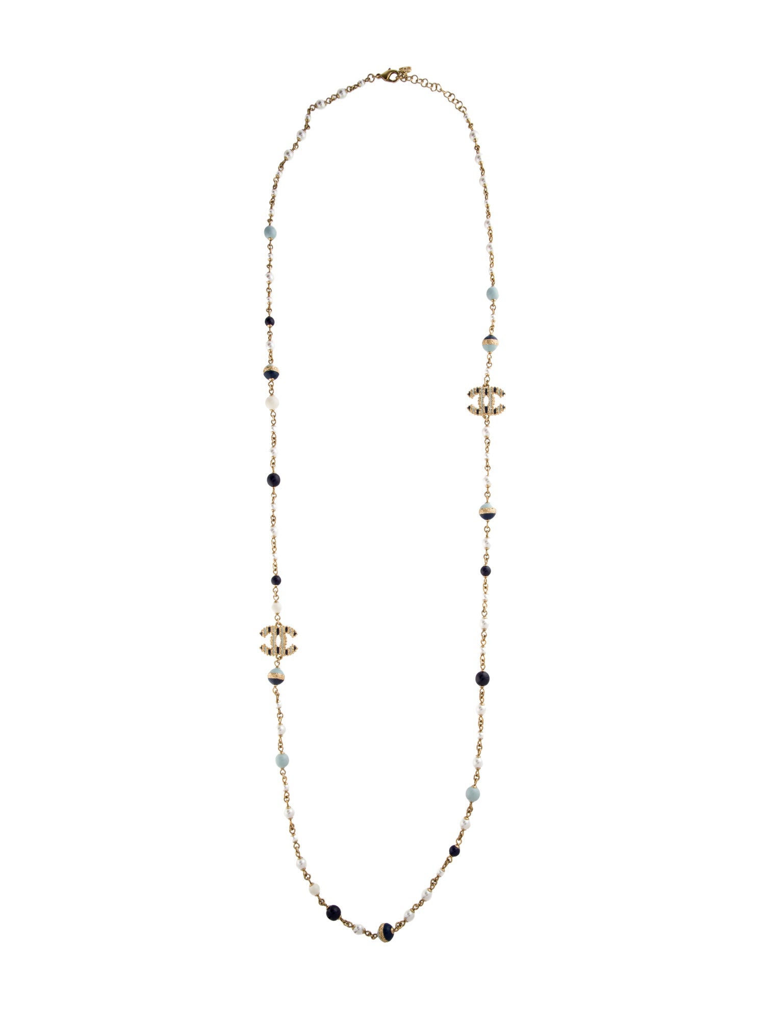 Chanel 2024 Faux Pearl & Enamel CC Station Necklace w/ Tags