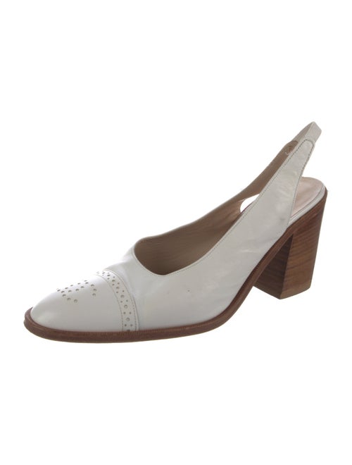 Chanel Interlocking CC Logo Leather Slingback Pumps