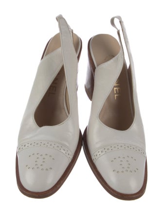 Chanel Interlocking CC Logo Leather Slingback Pumps