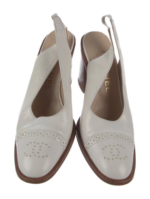 Chanel Interlocking CC Logo Leather Slingback Pumps