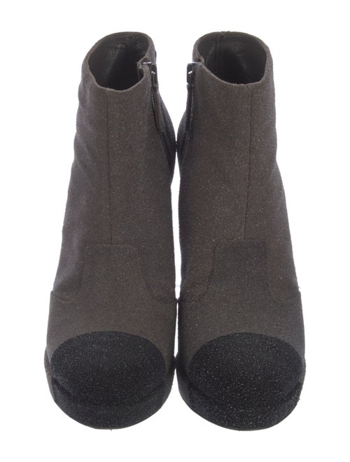 Chanel Interlocking CC Logo Glitter Accents Boots