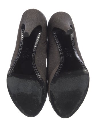 Chanel Interlocking CC Logo Glitter Accents Boots