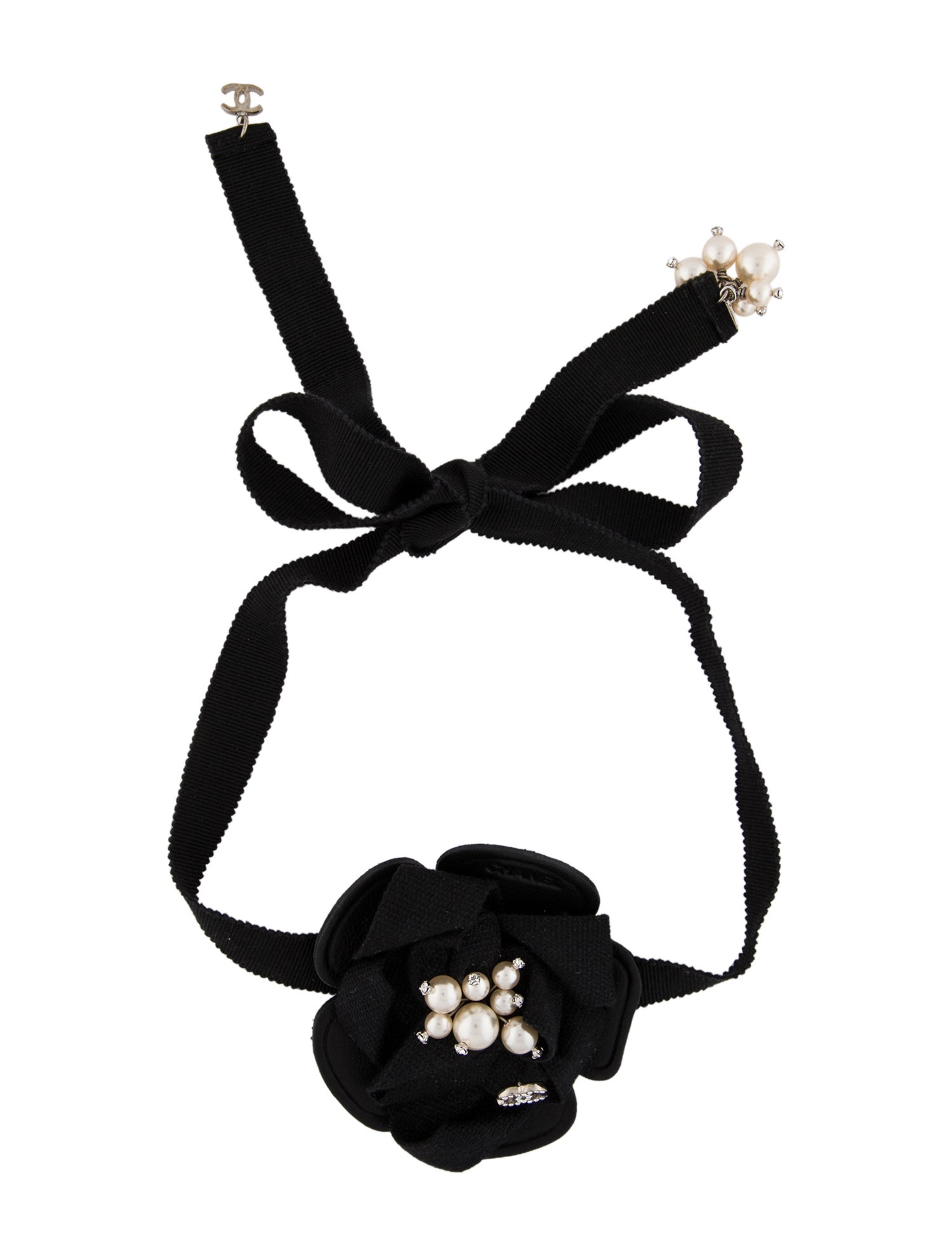 Chanel Faux Pearl, Strass & Leather Choker Necklace