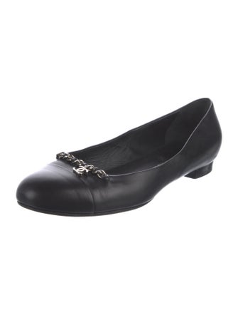 Chanel Interlocking CC Logo Leather Ballet Flats
