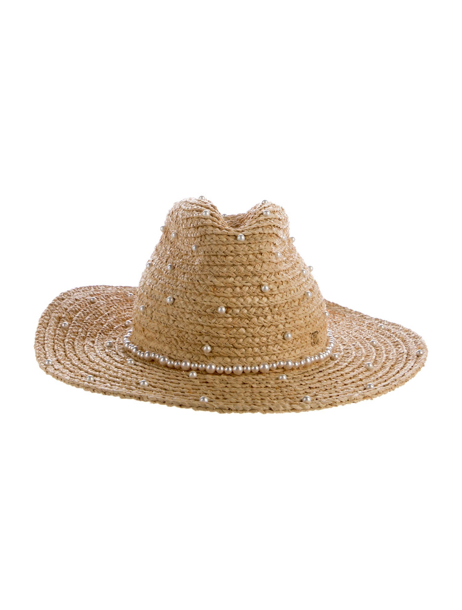 Chanel Raffia Faux Pearl Hat