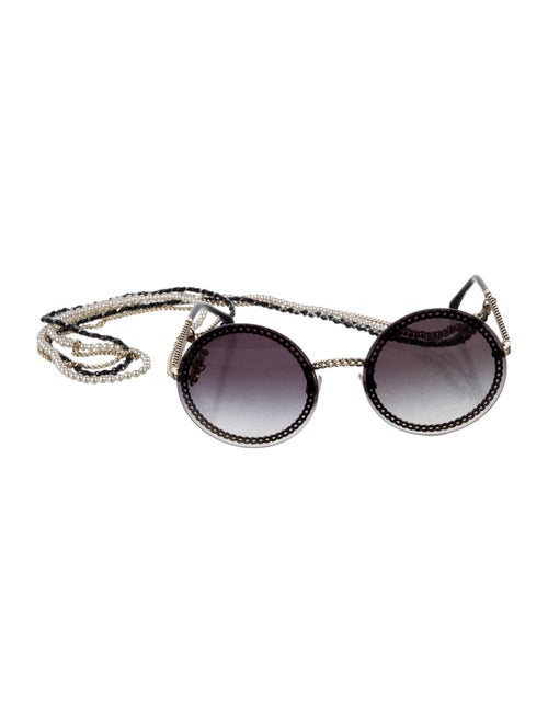 Chanel Faux Pearl Accents Round Sunglasses