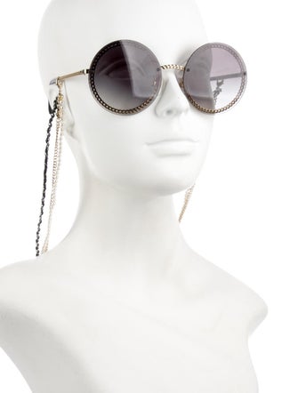 Chanel Faux Pearl Accents Round Sunglasses
