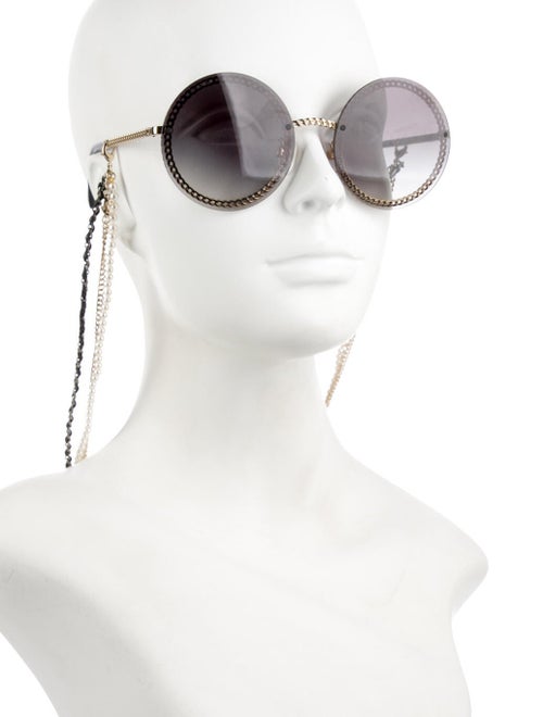 Chanel Faux Pearl Accents Round Sunglasses