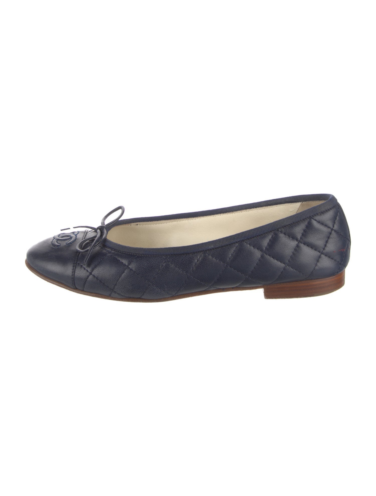 Chanel Quilted Pattern Leather Ballet Flats