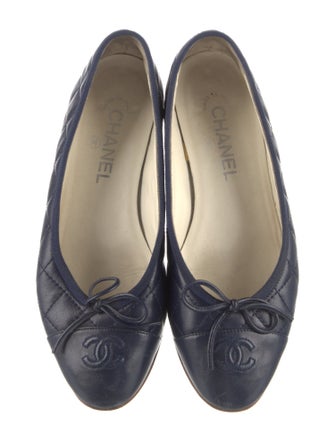 Chanel Quilted Pattern Leather Ballet Flats