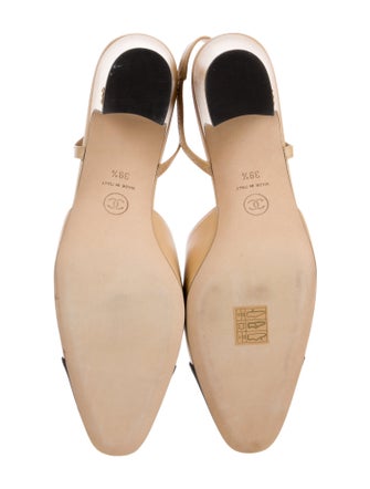 Chanel Interlocking CC Logo Goat Leather Slingback Pumps