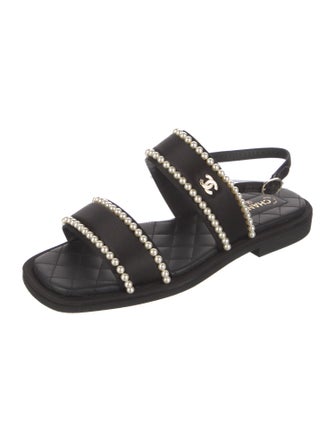 Chanel 2022 Interlocking CC Logo Slingback Sandals