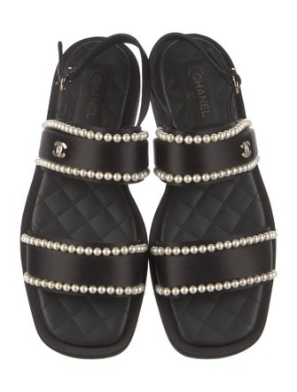 Chanel 2022 Interlocking CC Logo Slingback Sandals