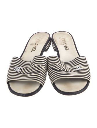 Chanel Interlocking CC Logo Leather Slides