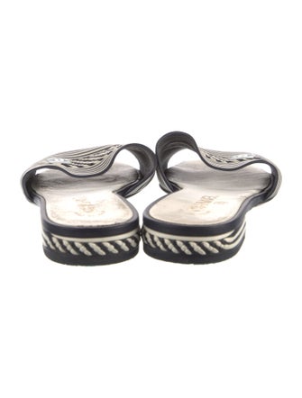 Chanel Interlocking CC Logo Leather Slides