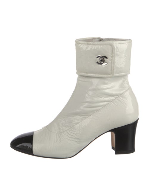 Chanel Interlocking CC Logo Patent Leather Boots