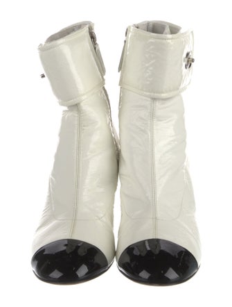 Chanel Interlocking CC Logo Patent Leather Boots