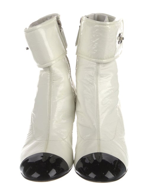 Chanel Interlocking CC Logo Patent Leather Boots