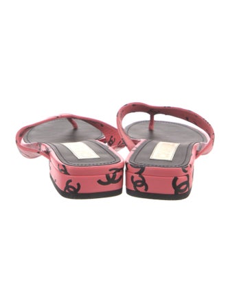 Chanel Interlocking CC Logo Leather Flip Flops