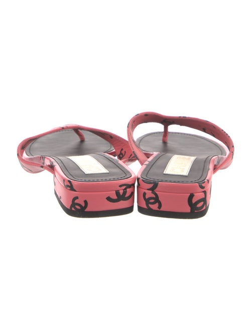 Chanel Interlocking CC Logo Leather Flip Flops
