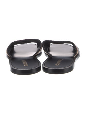 Chanel Interlocking CC Logo Leather Slides