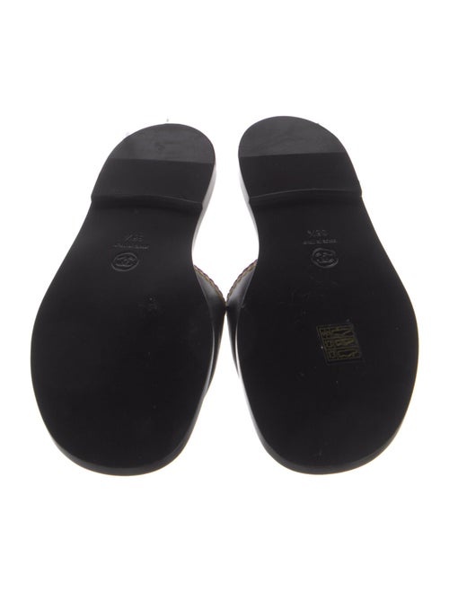 Chanel Interlocking CC Logo Leather Slides