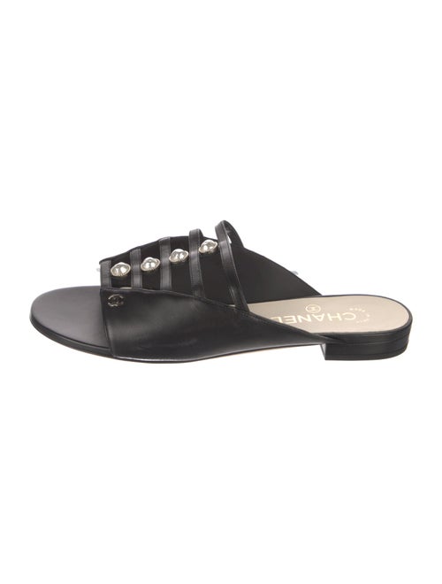 Chanel Interlocking CC Logo Leather Slides