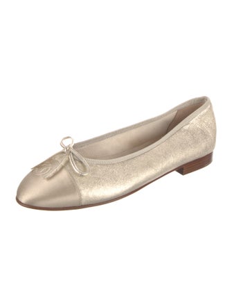 Chanel Interlocking CC Logo Satin Ballet Flats