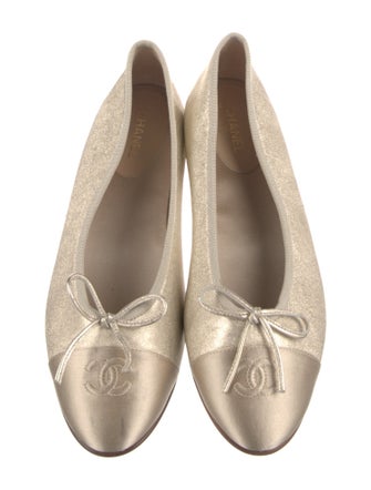 Chanel Interlocking CC Logo Satin Ballet Flats