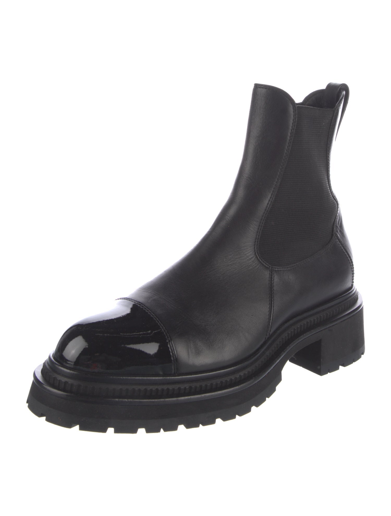 Chanel Interlocking CC Logo Leather Chelsea Boots