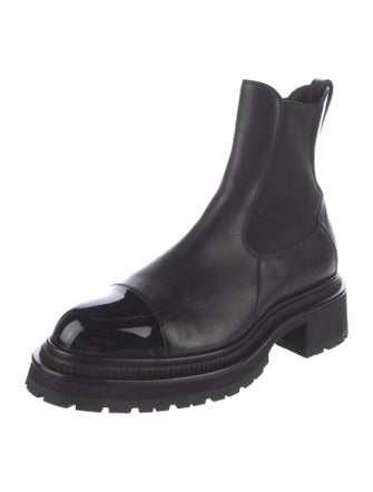 Chanel Interlocking CC Logo Leather Chelsea Boots