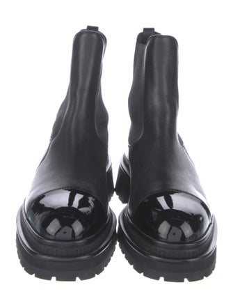 Chanel Interlocking CC Logo Leather Chelsea Boots