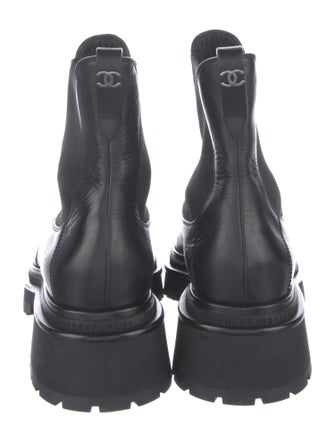 Chanel Interlocking CC Logo Leather Chelsea Boots