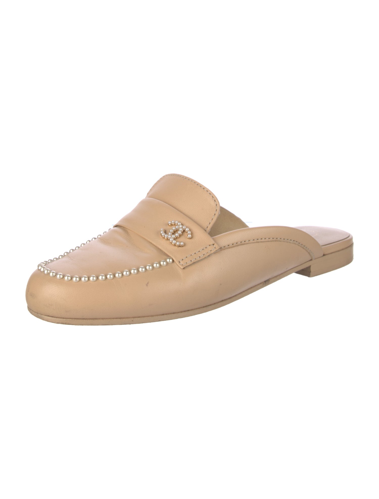 Chanel Interlocking CC Logo Leather Mules