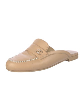 Chanel Interlocking CC Logo Leather Mules