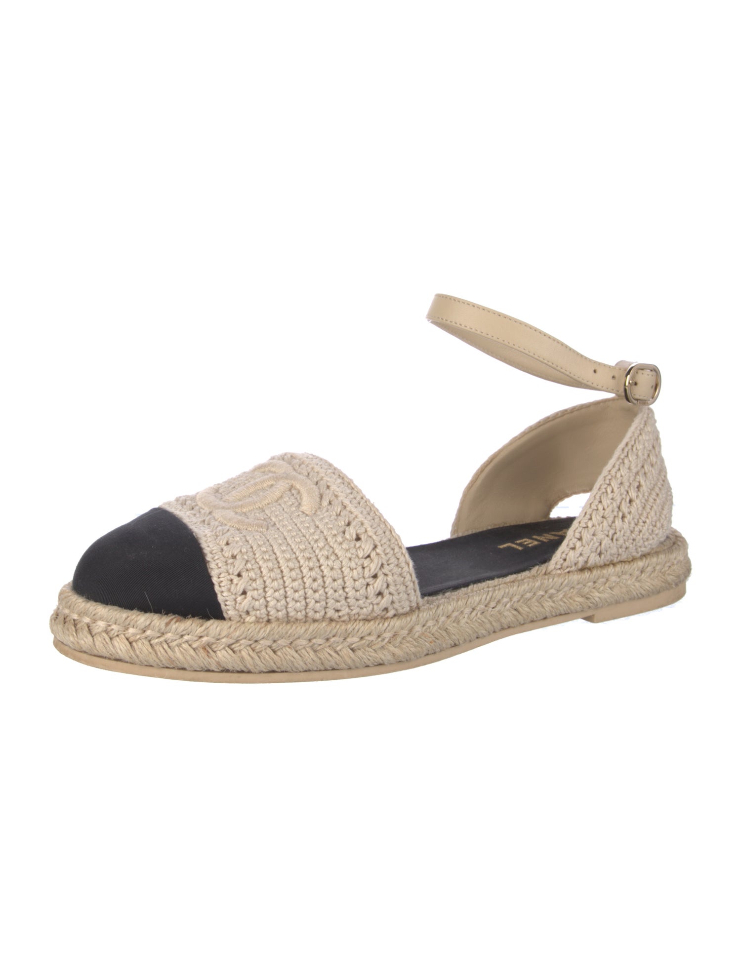 Chanel Interlocking CC Logo Embroidered Accent Espadrilles