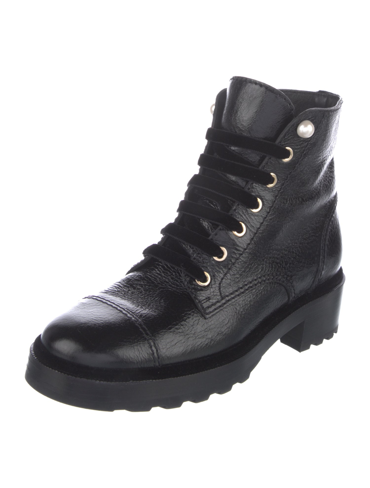 Chanel Interlocking CC Logo Calfskin Combat Boots