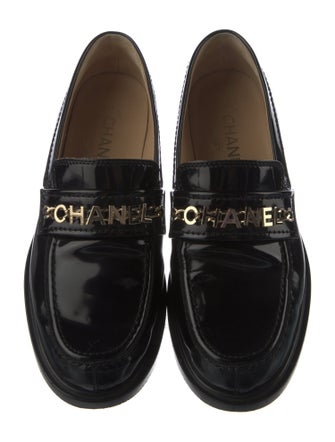 Chanel Interlocking CC Logo Patent Leather Loafers