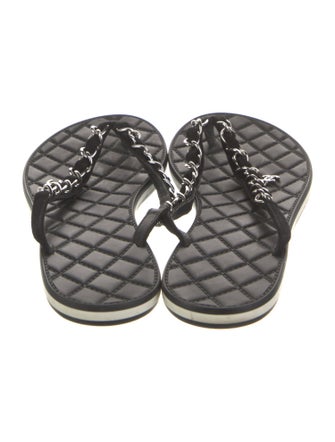 Chanel Interlocking CC Logo Leather Flip Flops