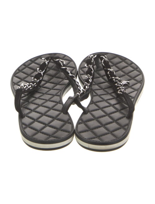 Chanel Interlocking CC Logo Leather Flip Flops