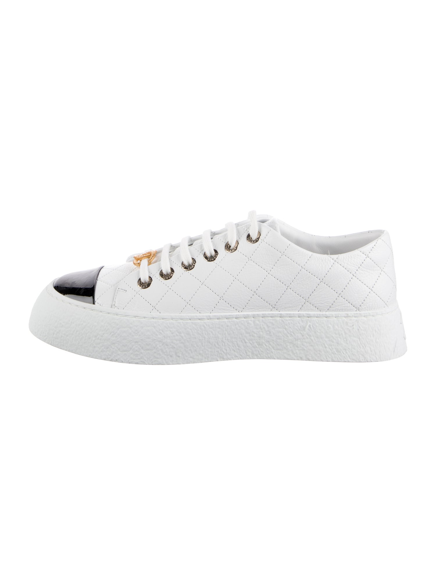 Chanel Interlocking CC Logo Leather Sneakers