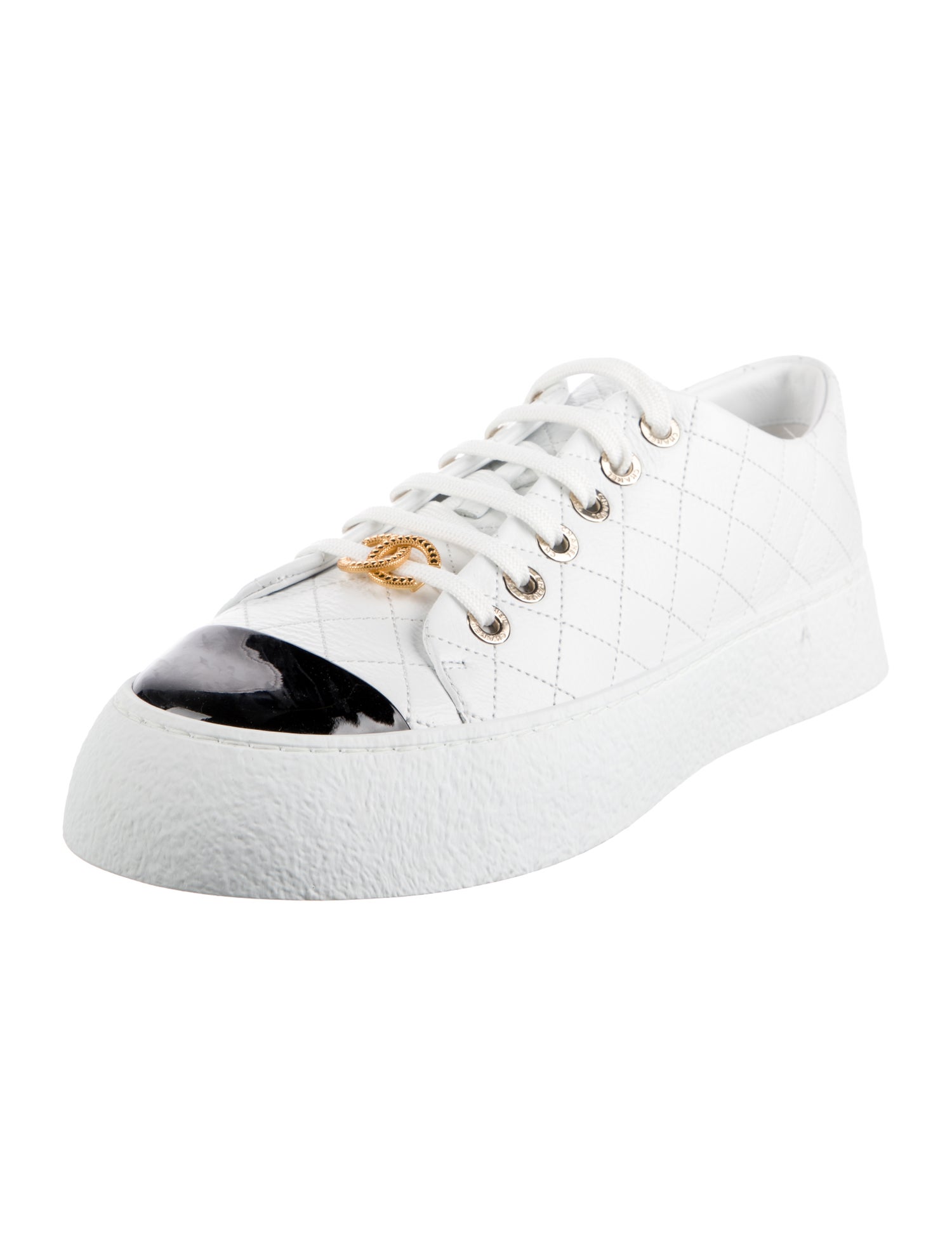 Chanel Interlocking CC Logo Leather Sneakers