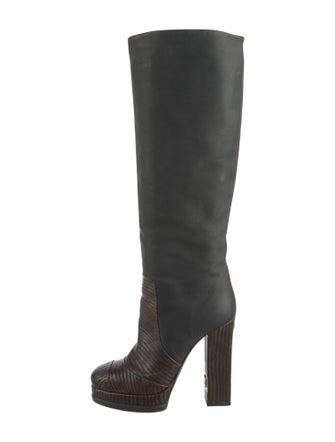 Chanel Interlocking CC Logo Suede Boots