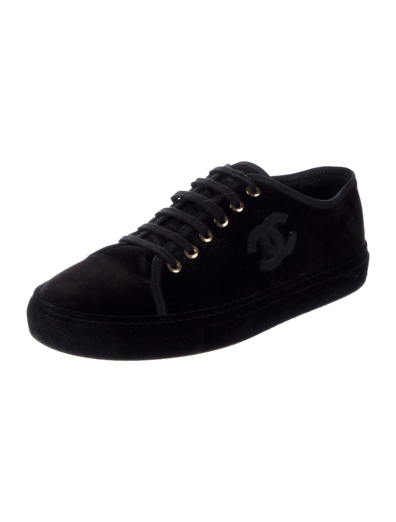 Chanel Interlocking CC Logo Velvet Sneakers